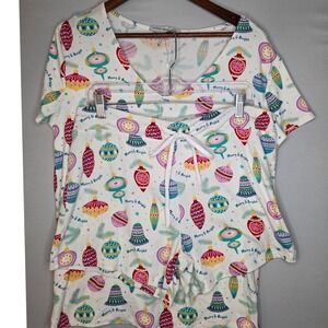 NWOT Amanda‎ Blu Merry and Bright Ornaments Ladies Pajama set Shorts Large